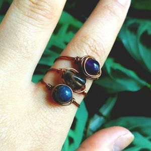 (SOLD) Dark grungy vintage crystal ring set